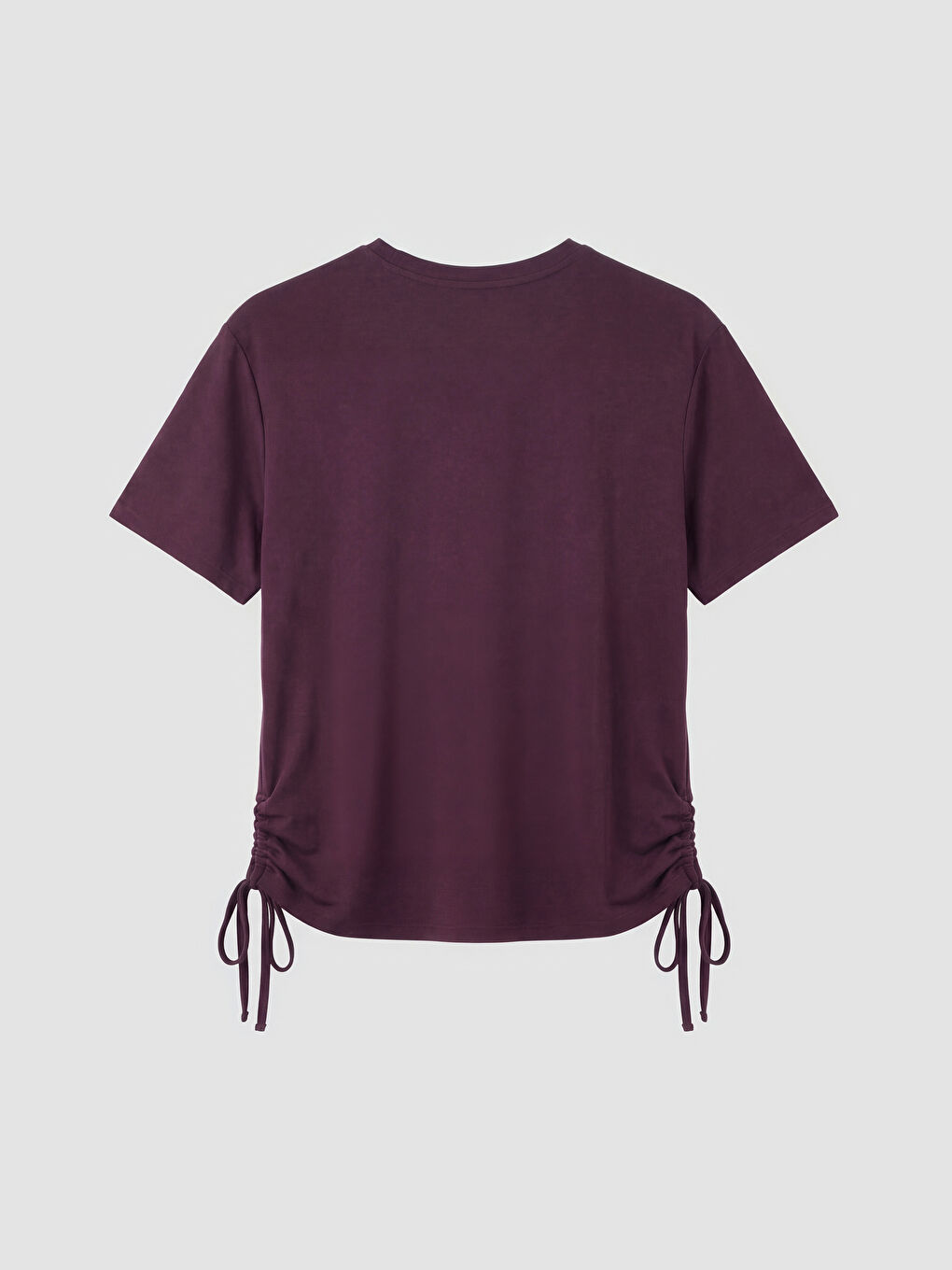 Mürdüm Büzgülü Modal Karışımlı Kadın Spor Tişört-1