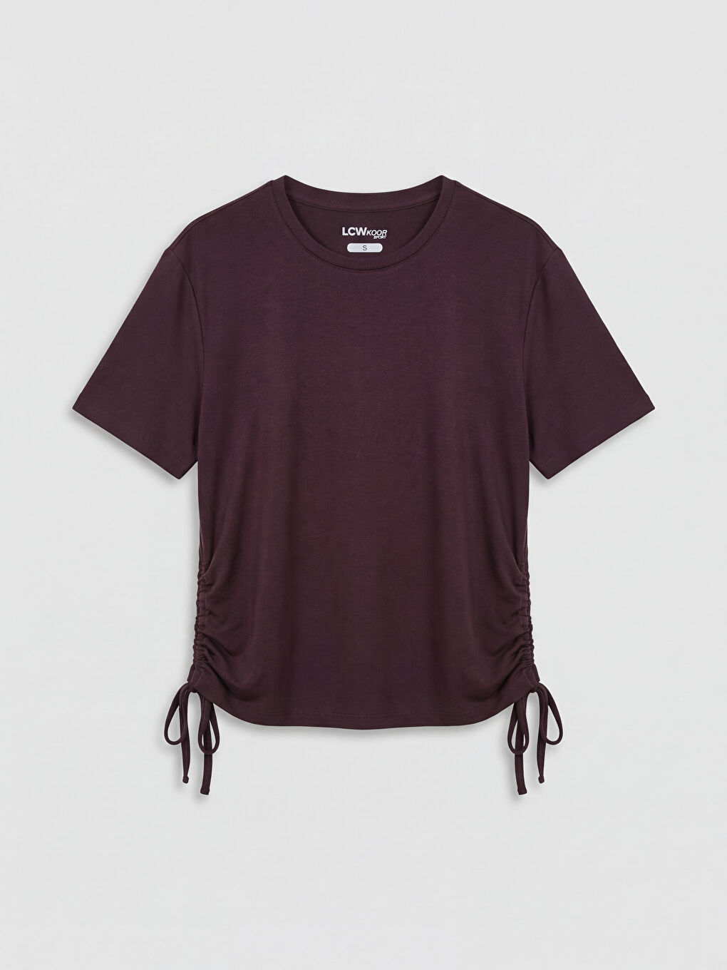 Mürdüm Büzgülü Modal Karışımlı Kadın Spor Tişört