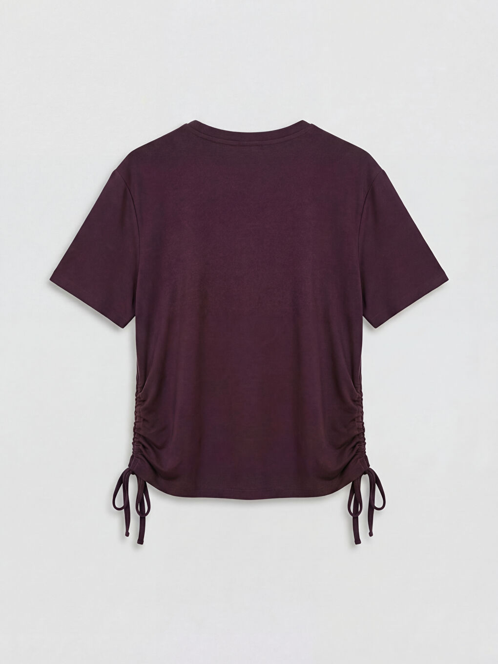 Mürdüm Büzgülü Modal Karışımlı Kadın Spor Tişört-1