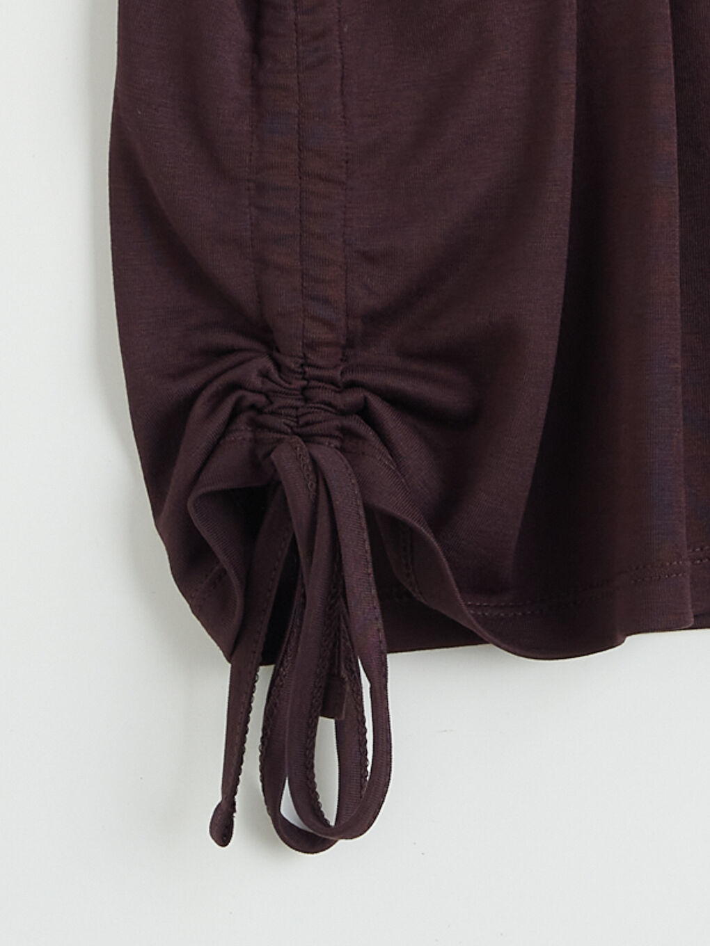 Mürdüm Büzgülü Modal Karışımlı Kadın Spor Tişört-2