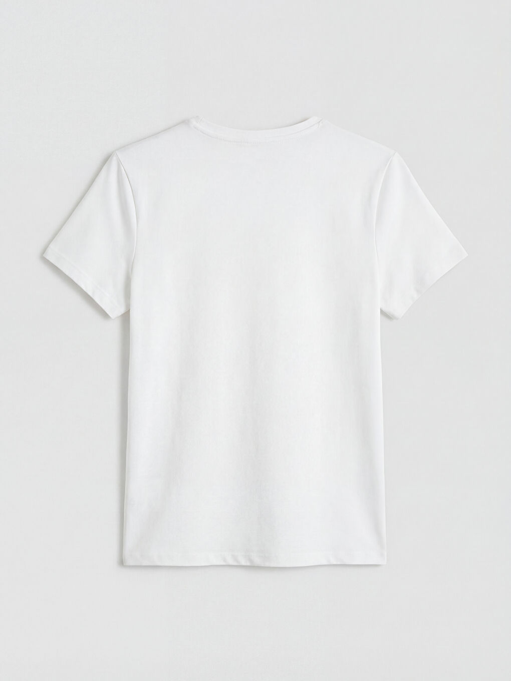 Beyaz Bisiklet Yaka Kadın Spor Tişört-1