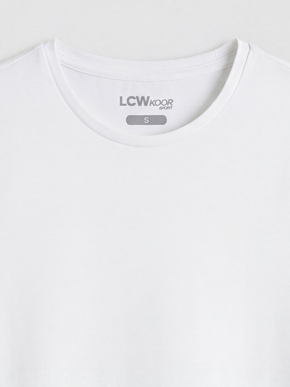 Beyaz Bisiklet Yaka Kadın Spor Tişört-2