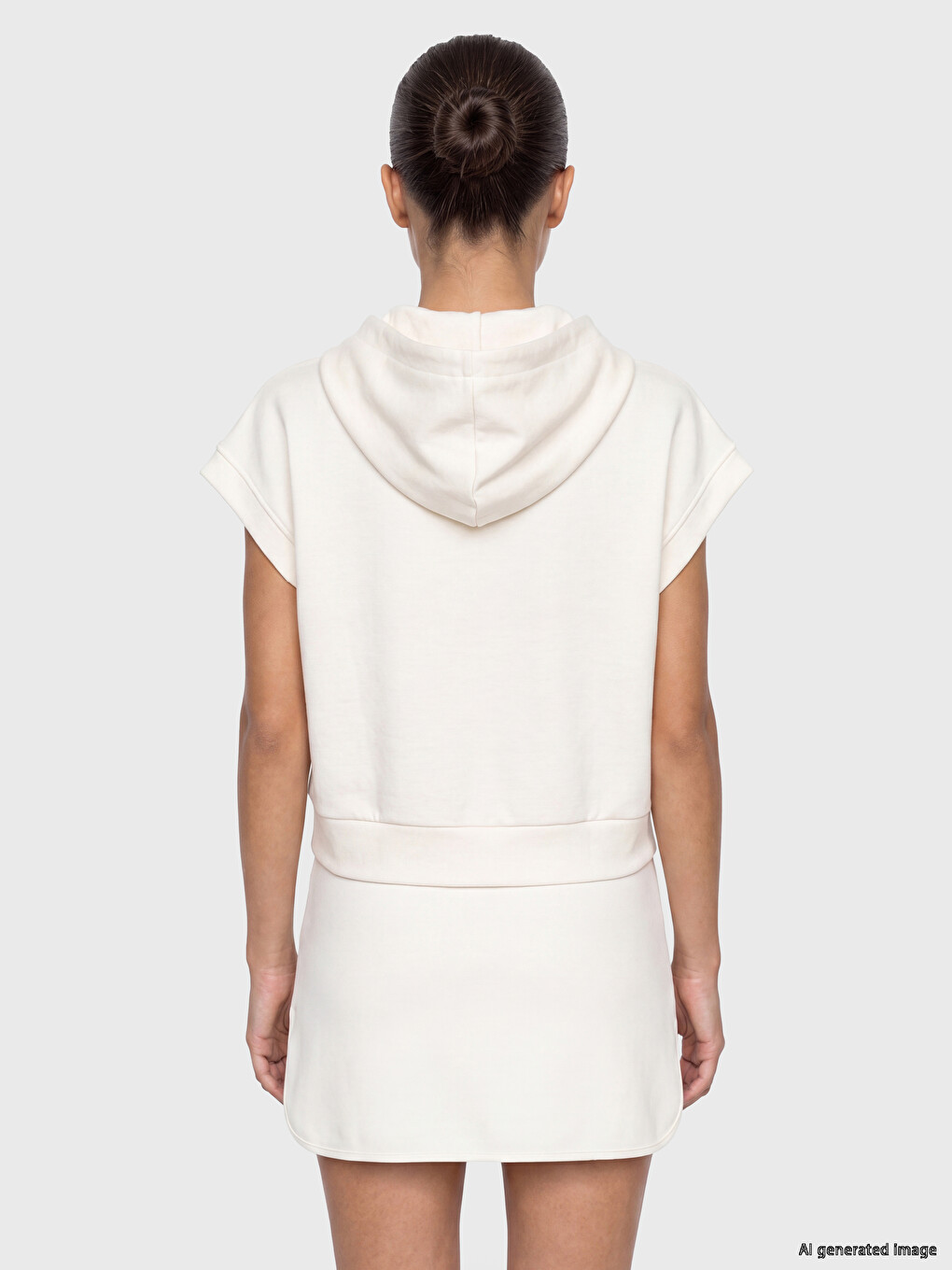 Ekru Soft Touch Kadın Hoodie-3