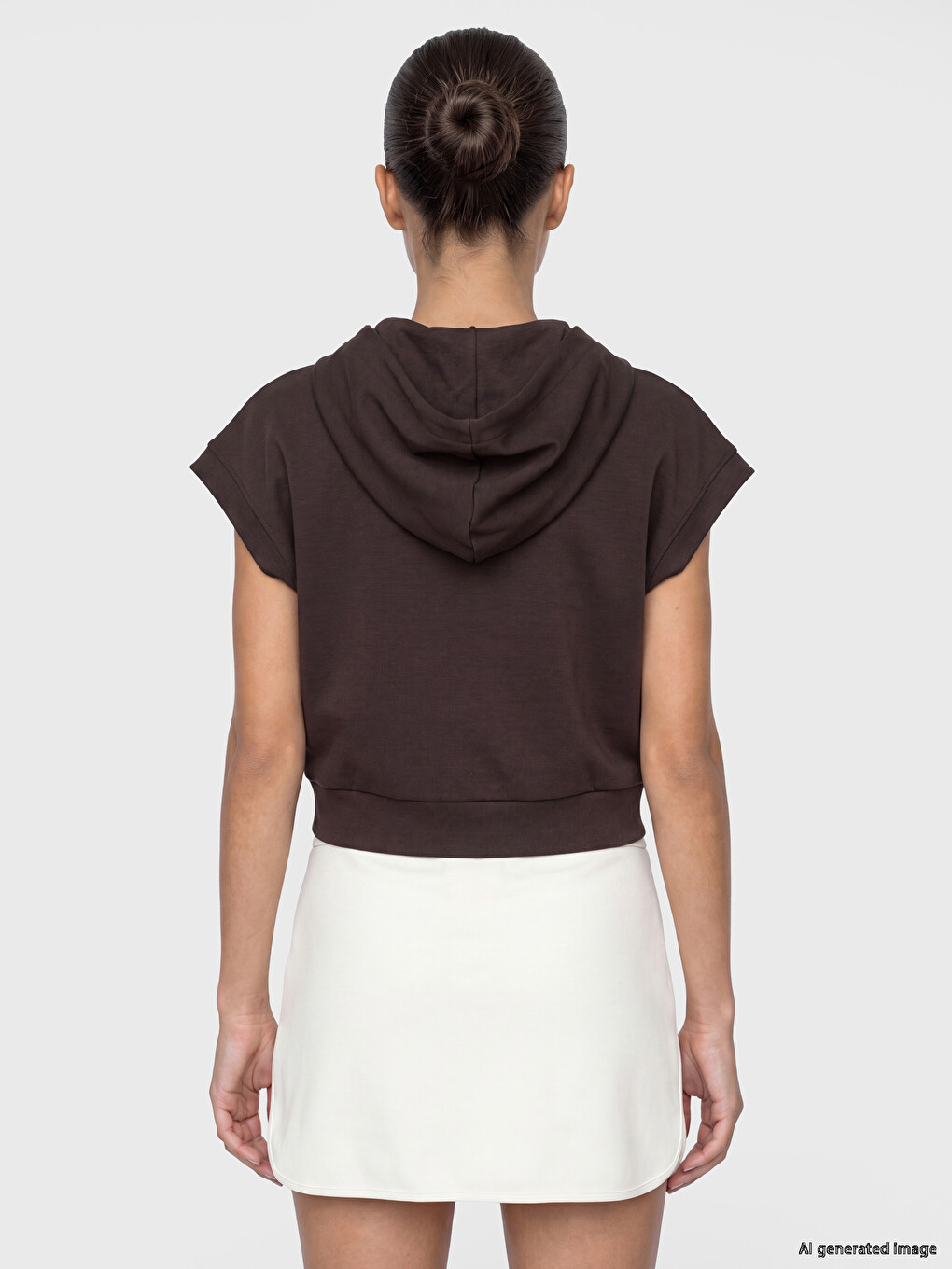 Kahverengi Soft Touch Kadın Hoodie-3