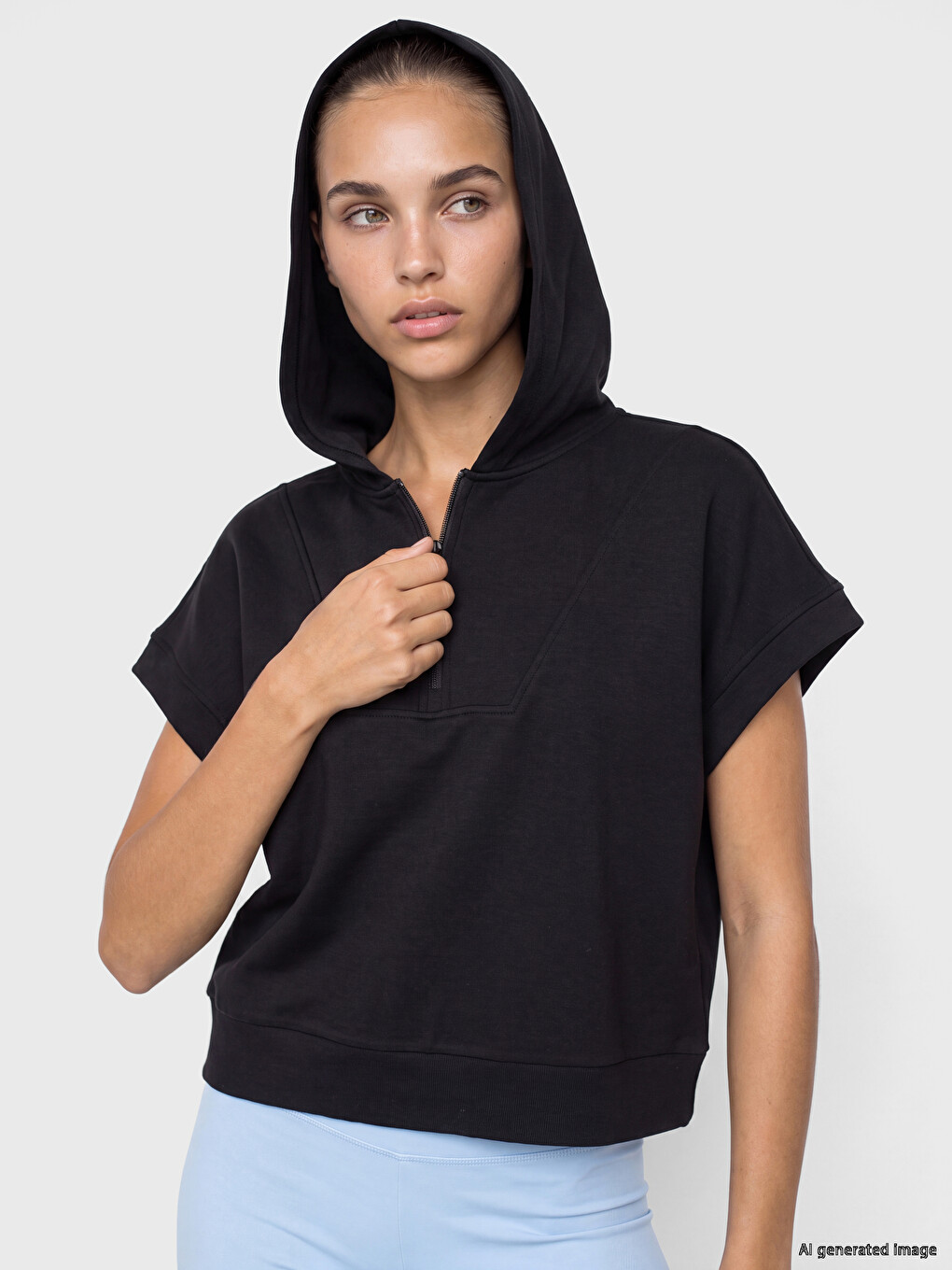Siyah Soft Touch Kadın Hoodie