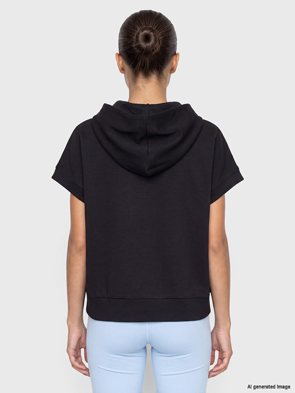 Siyah Soft Touch Kadın Hoodie-3
