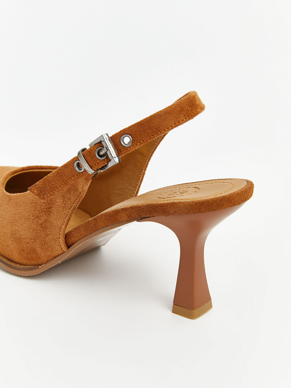 Turuncu Süet Görünümlü Kadın Topuklu Ayakkabı-4