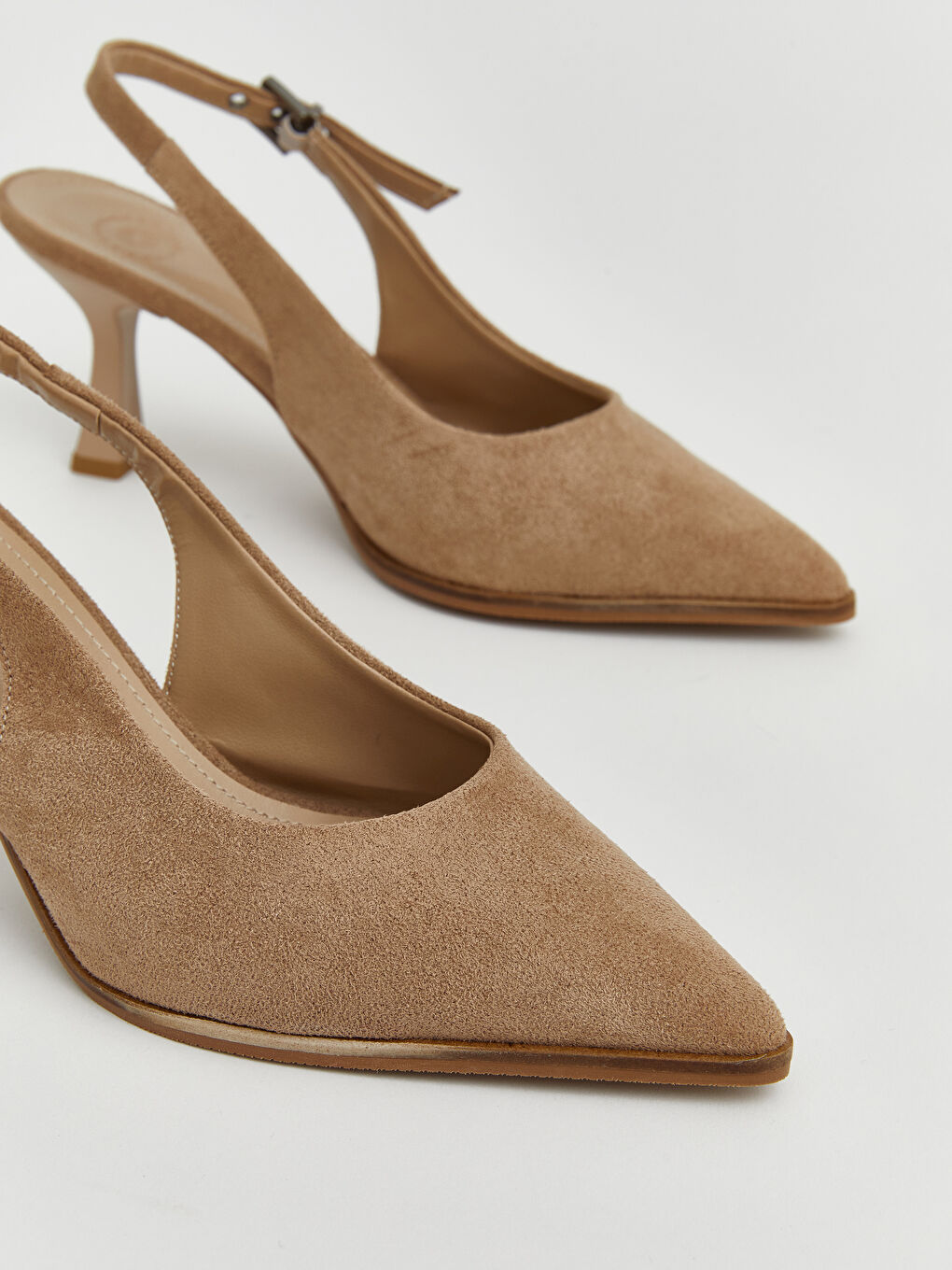 Bej Süet Görünümlü Kadın Topuklu Ayakkabı-2