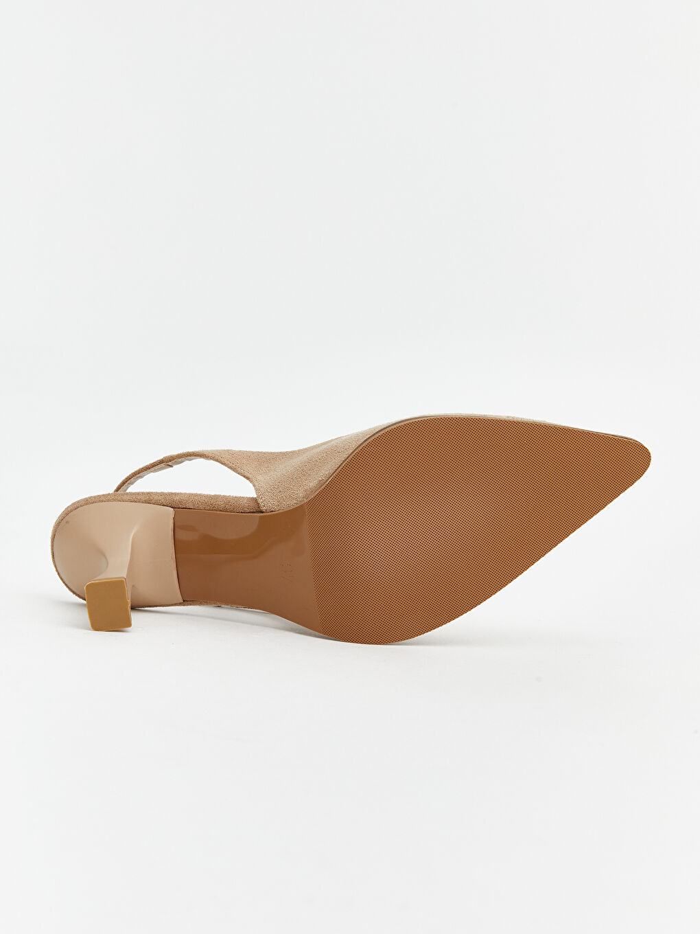 Bej Süet Görünümlü Kadın Topuklu Ayakkabı-3