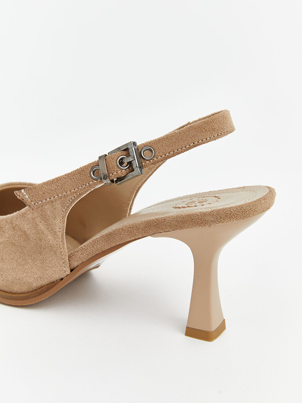 Bej Süet Görünümlü Kadın Topuklu Ayakkabı-4