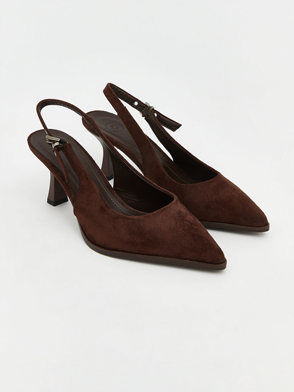 Kahverengi Süet Görünümlü Kadın Topuklu Ayakkabı