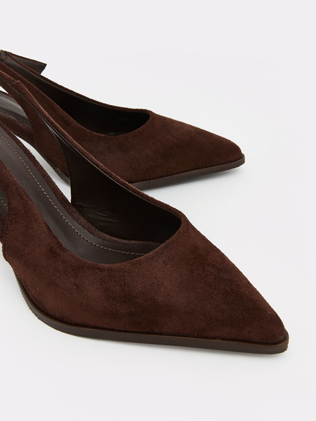 Kahverengi Süet Görünümlü Kadın Topuklu Ayakkabı-2