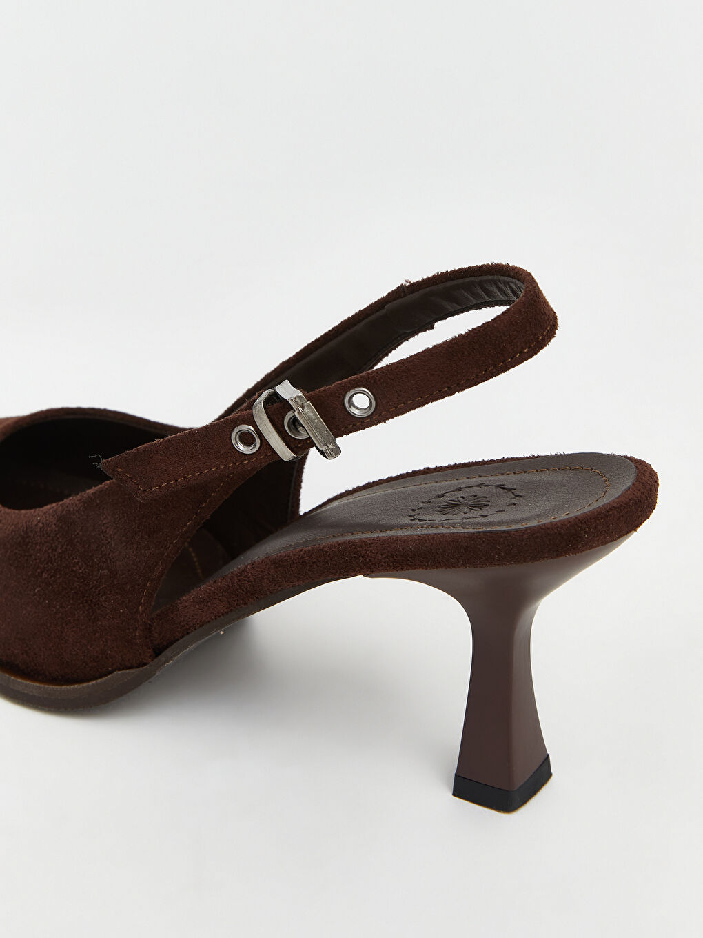Kahverengi Süet Görünümlü Kadın Topuklu Ayakkabı-4