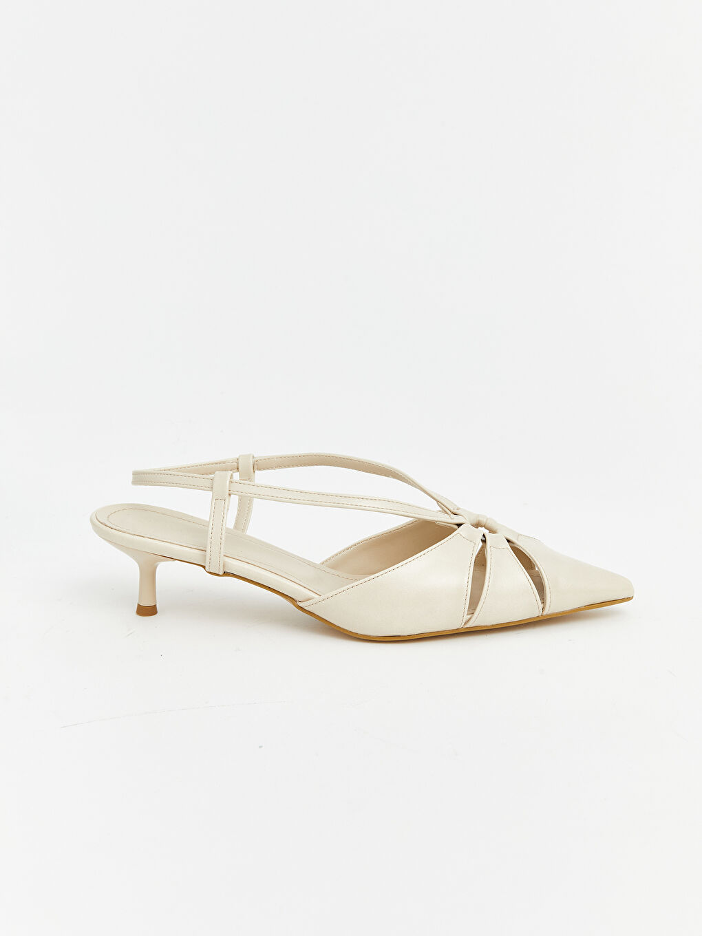 Bej Sivri Burun Kadın Topuklu Ayakkabı-1