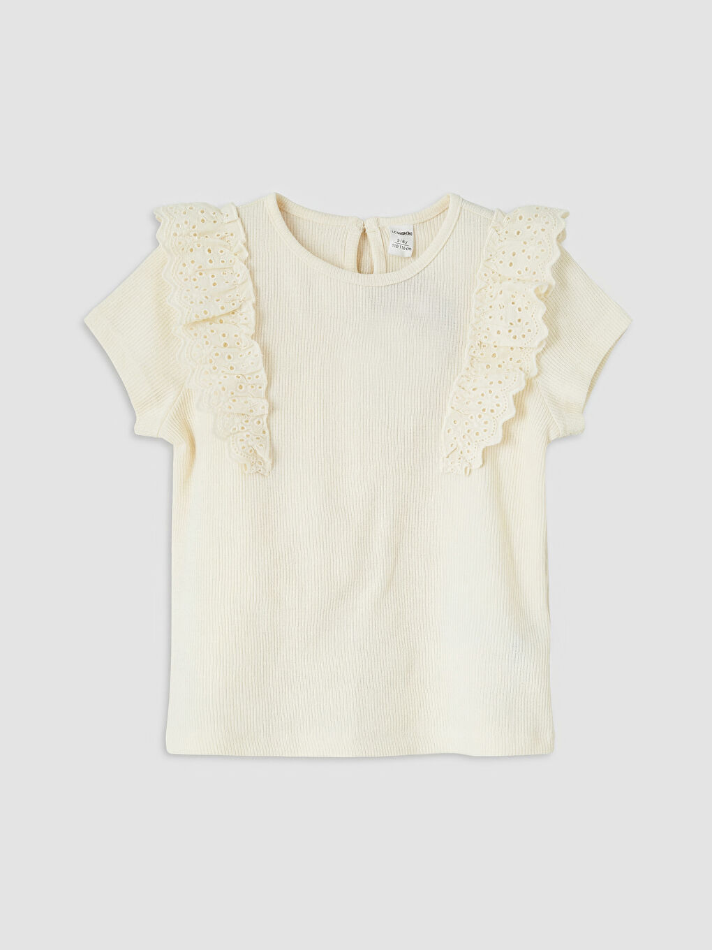 Ekru Fırfır Detaylı Kız Çocuk Takım-1