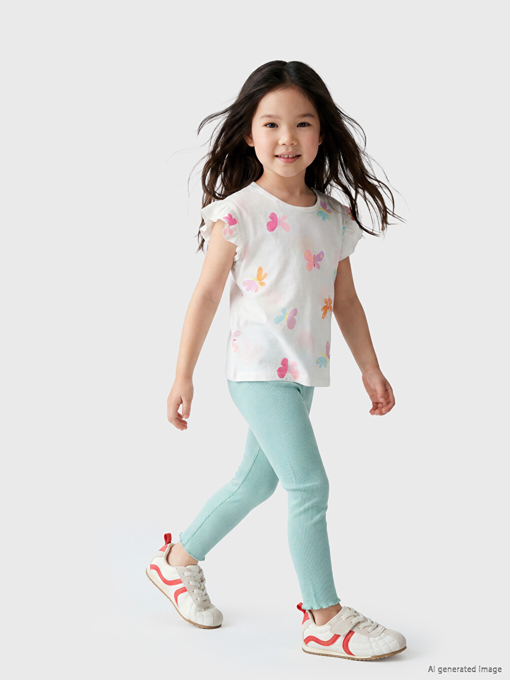 Butterfly Printed Girls' Set-1