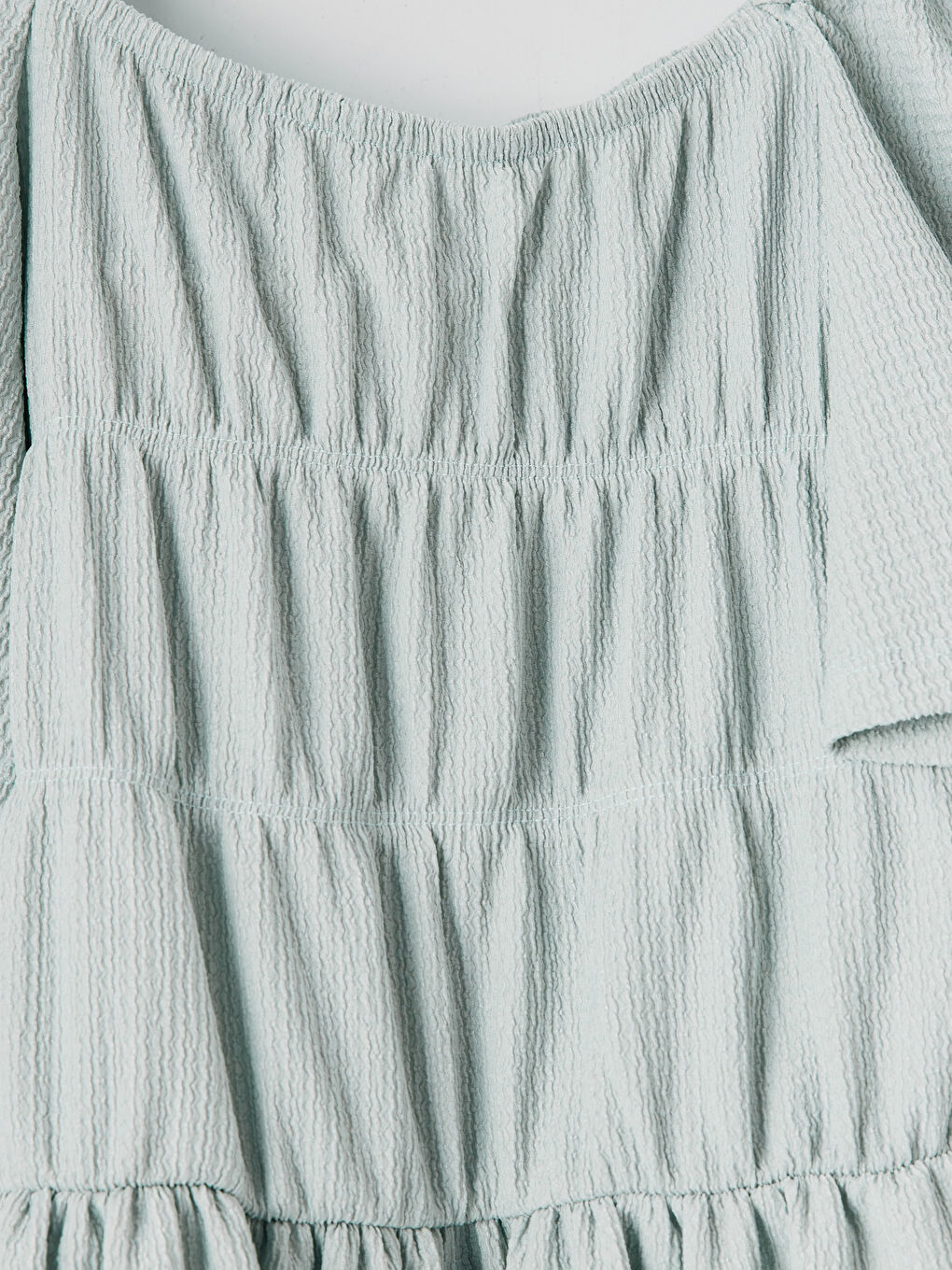 Haki Büzgü Detaylı Katlı Kız Çocuk Elbise-2