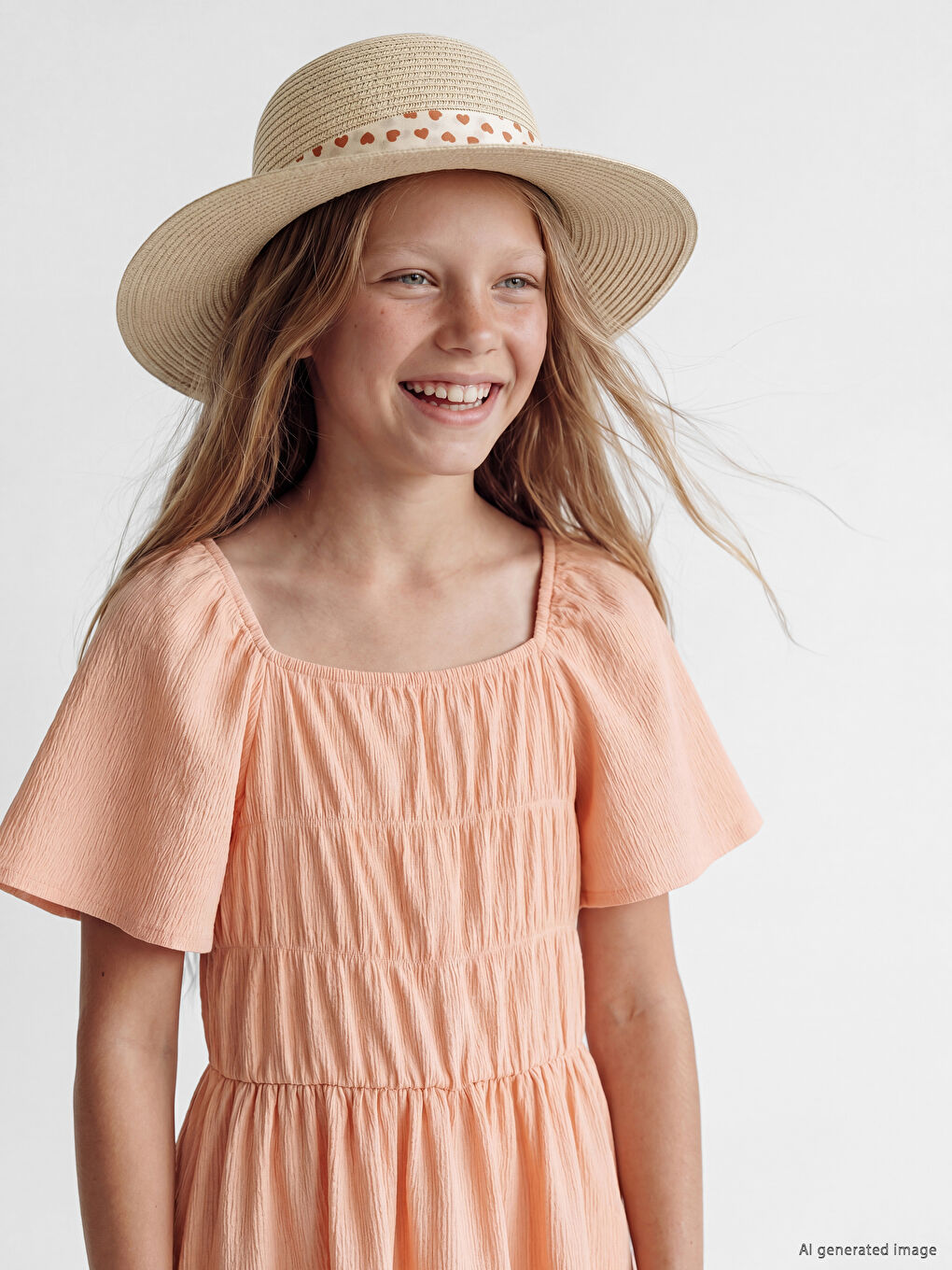 Ruched Detailed Layered Girls' Dress-1