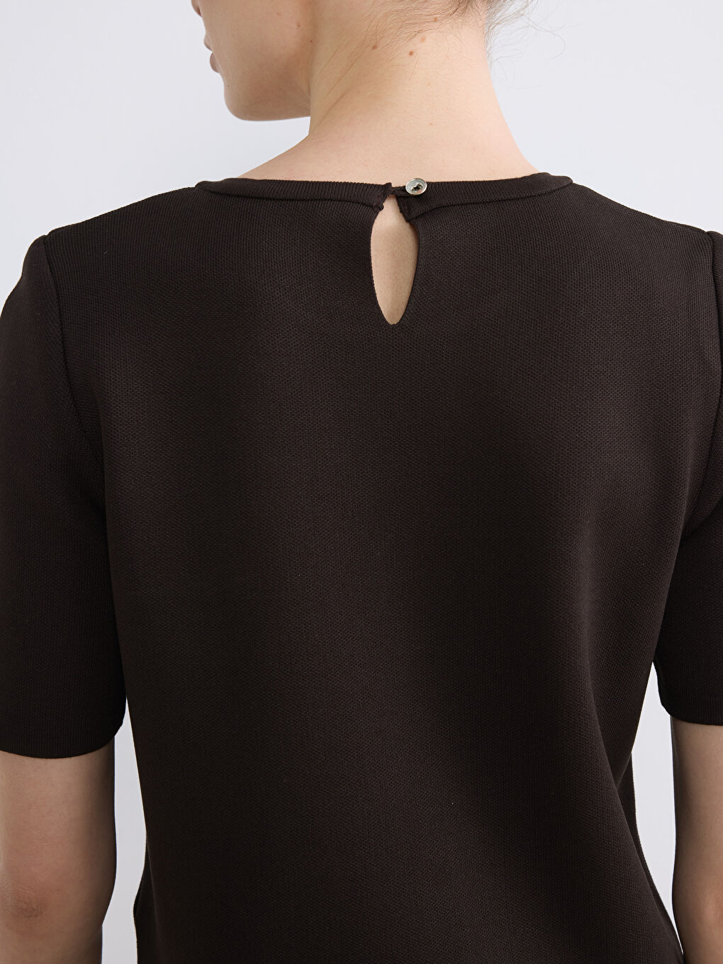 Kahverengi Bisiklet Yaka Kadın Triko Kazak-2