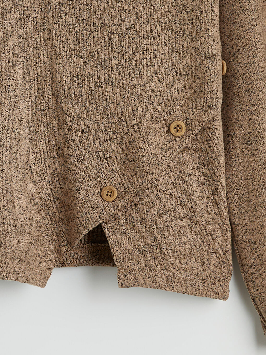 Bej Bisiklet Yaka Kız Çocuk Düğme Detaylı Tişört-1