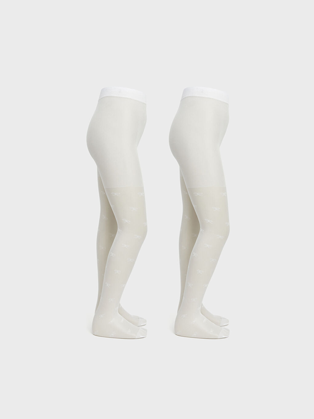 Beyaz Desenli Kız Çocuk İnce Külotlu Çorap 2'li