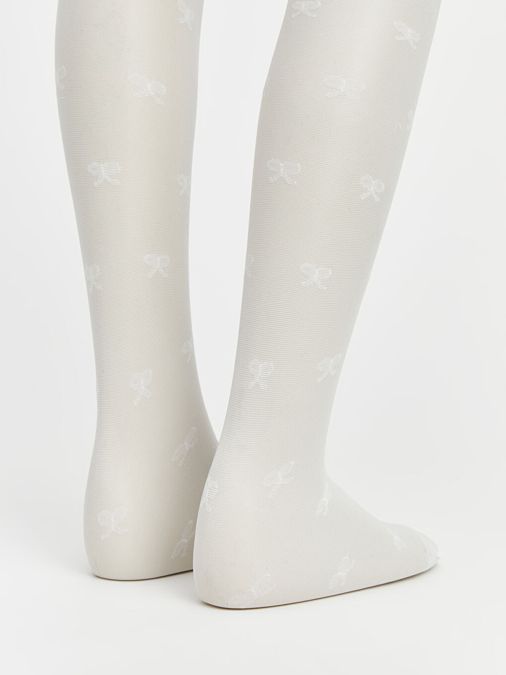 Beyaz Desenli Kız Çocuk İnce Külotlu Çorap 2'li-3