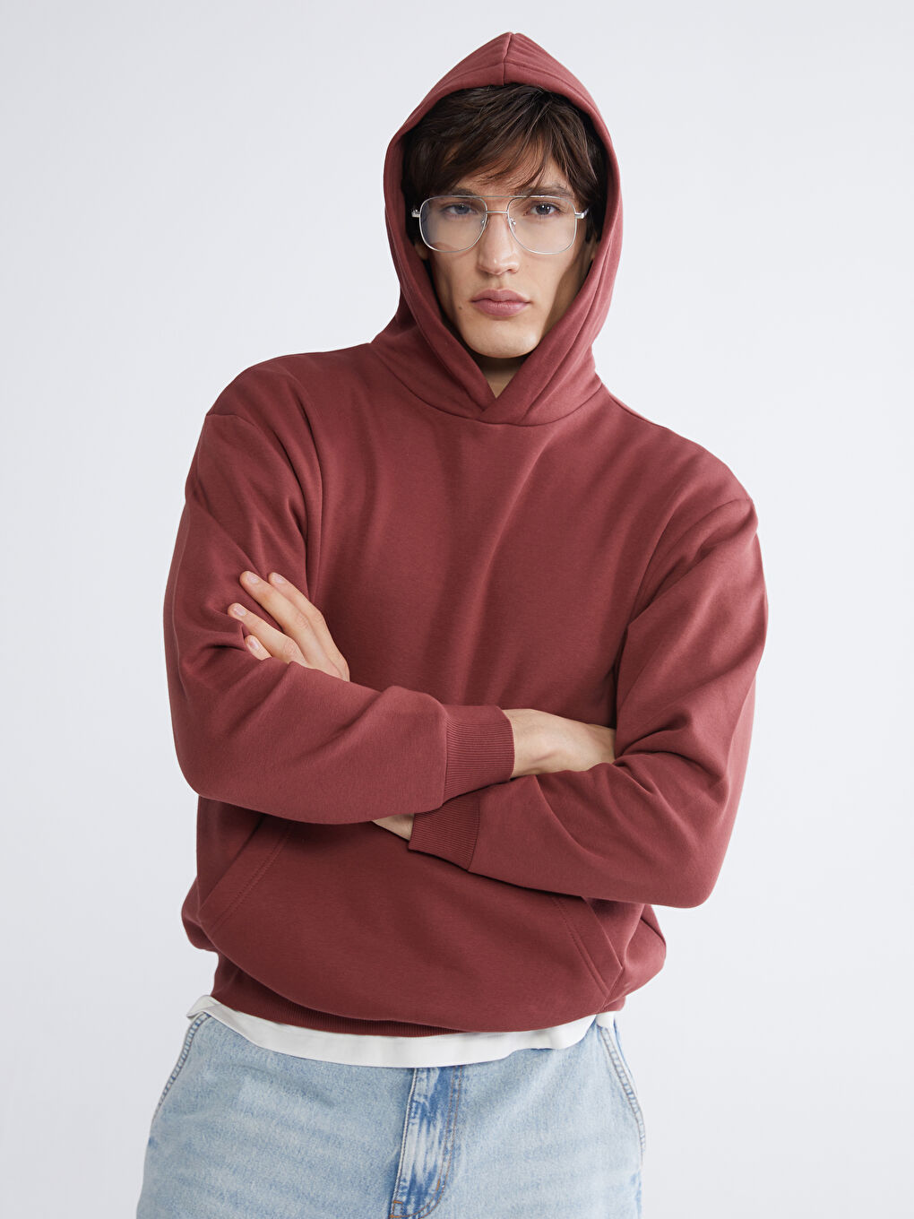 Kahverengi Erkek Kalın Hoodie