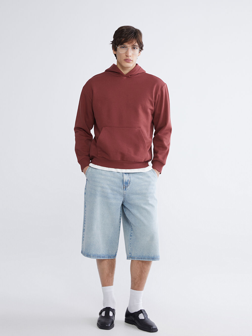 Kahverengi Erkek Kalın Hoodie-1