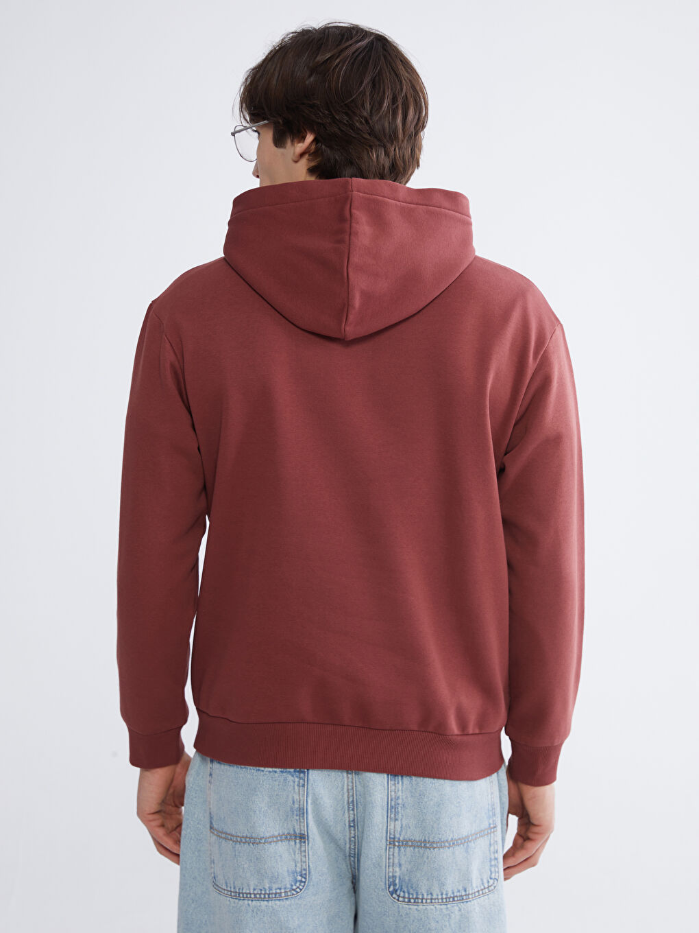 Kahverengi Erkek Kalın Hoodie-3