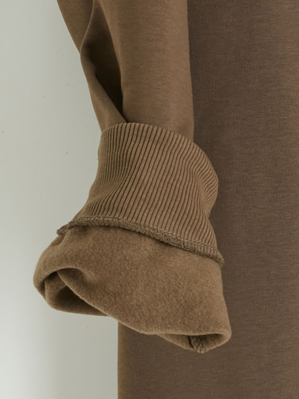 Kahverengi Uzun Kollu Erkek Kalın Hoodie-2