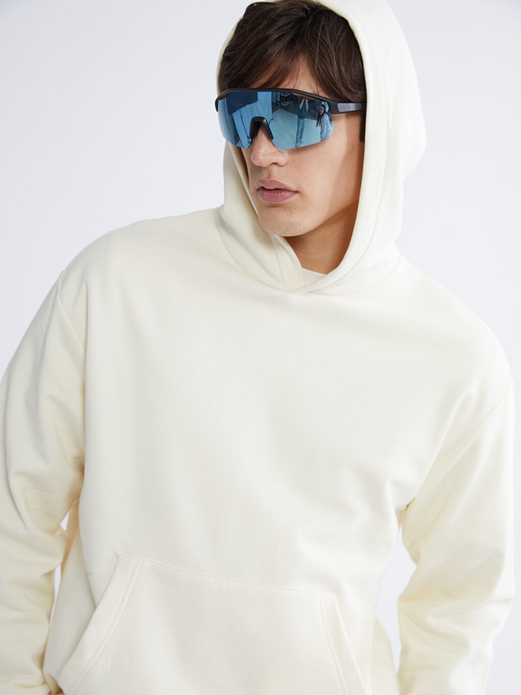 Bej Erkek Kalın Hoodie