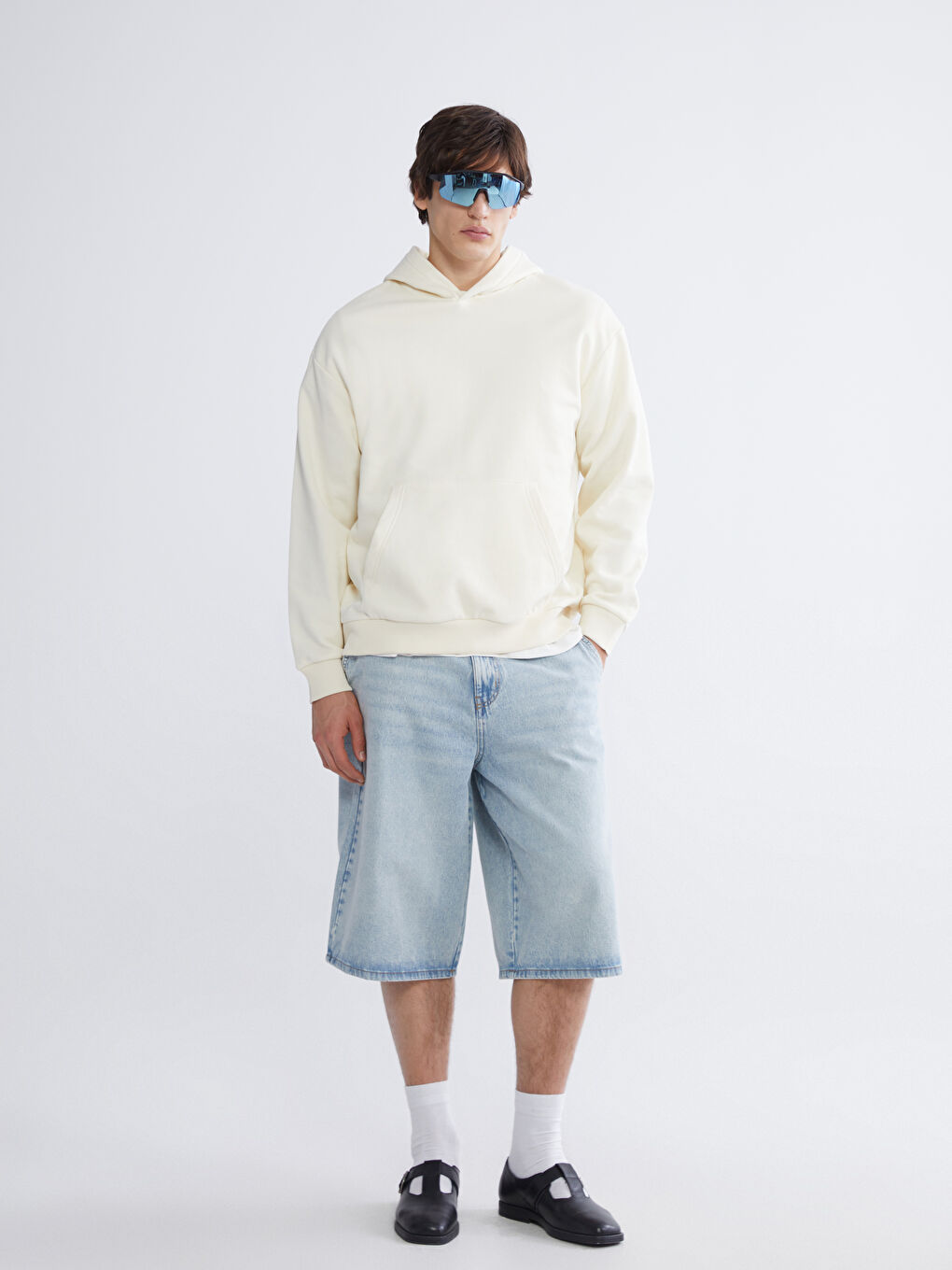 Bej Erkek Kalın Hoodie-1