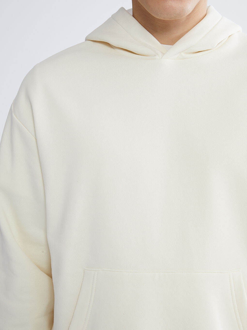 Bej Erkek Kalın Hoodie-2