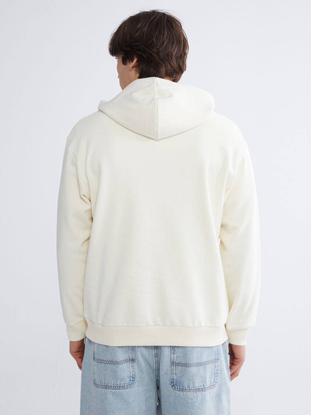 Bej Erkek Kalın Hoodie-3