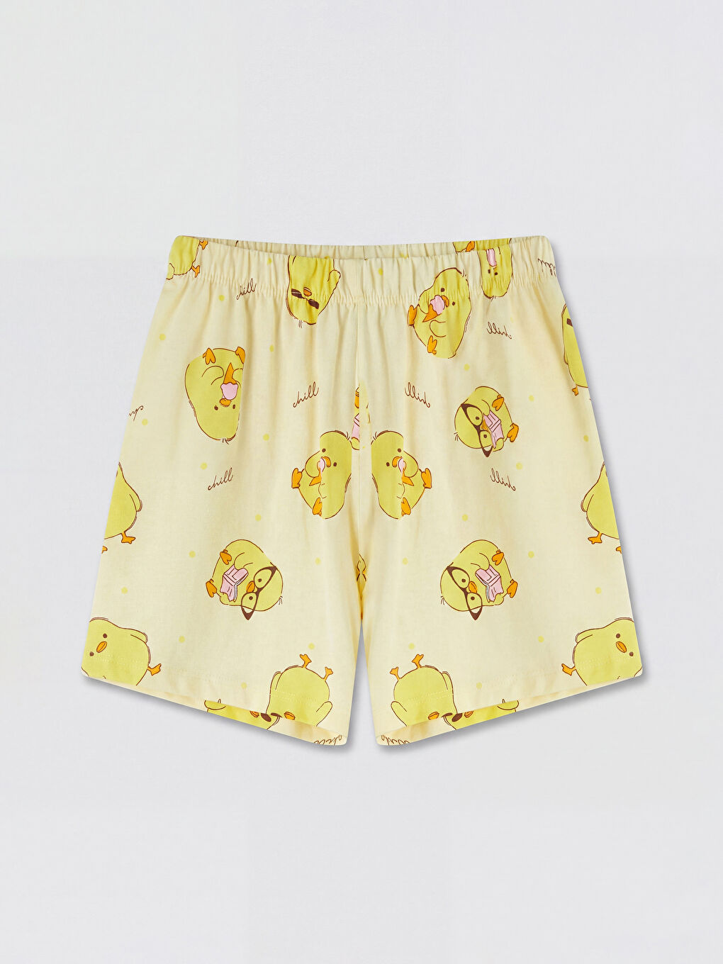 Ekru Baskılı Kız Çocuk Şortlu Pijama Takımı-3