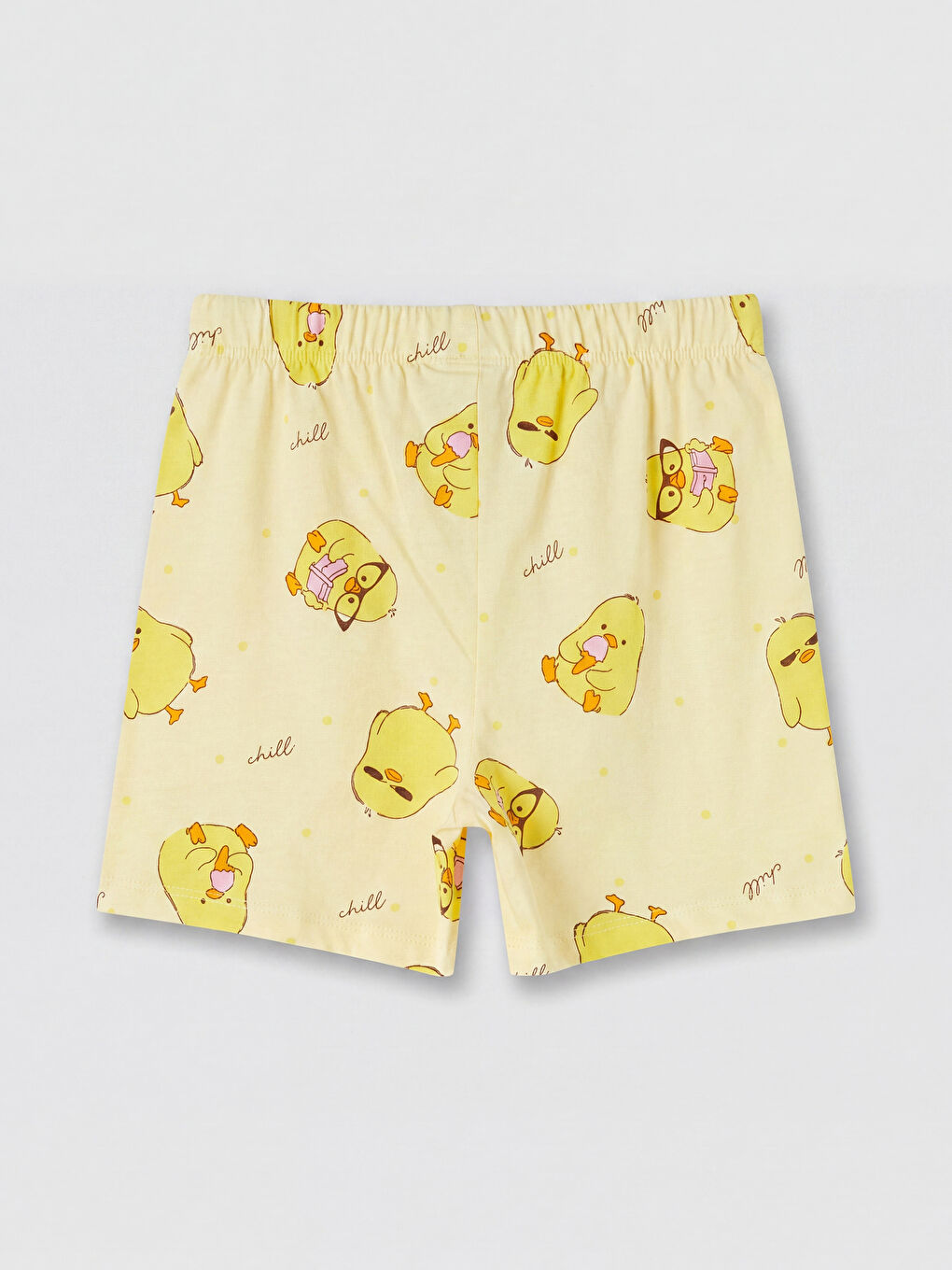 Ekru Baskılı Kız Çocuk Şortlu Pijama Takımı-4
