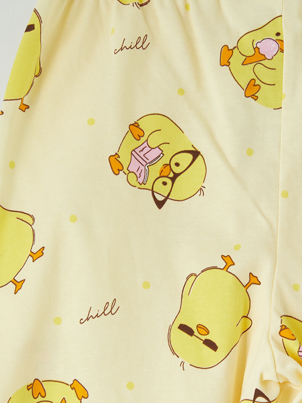Ekru Baskılı Kız Çocuk Şortlu Pijama Takımı-6