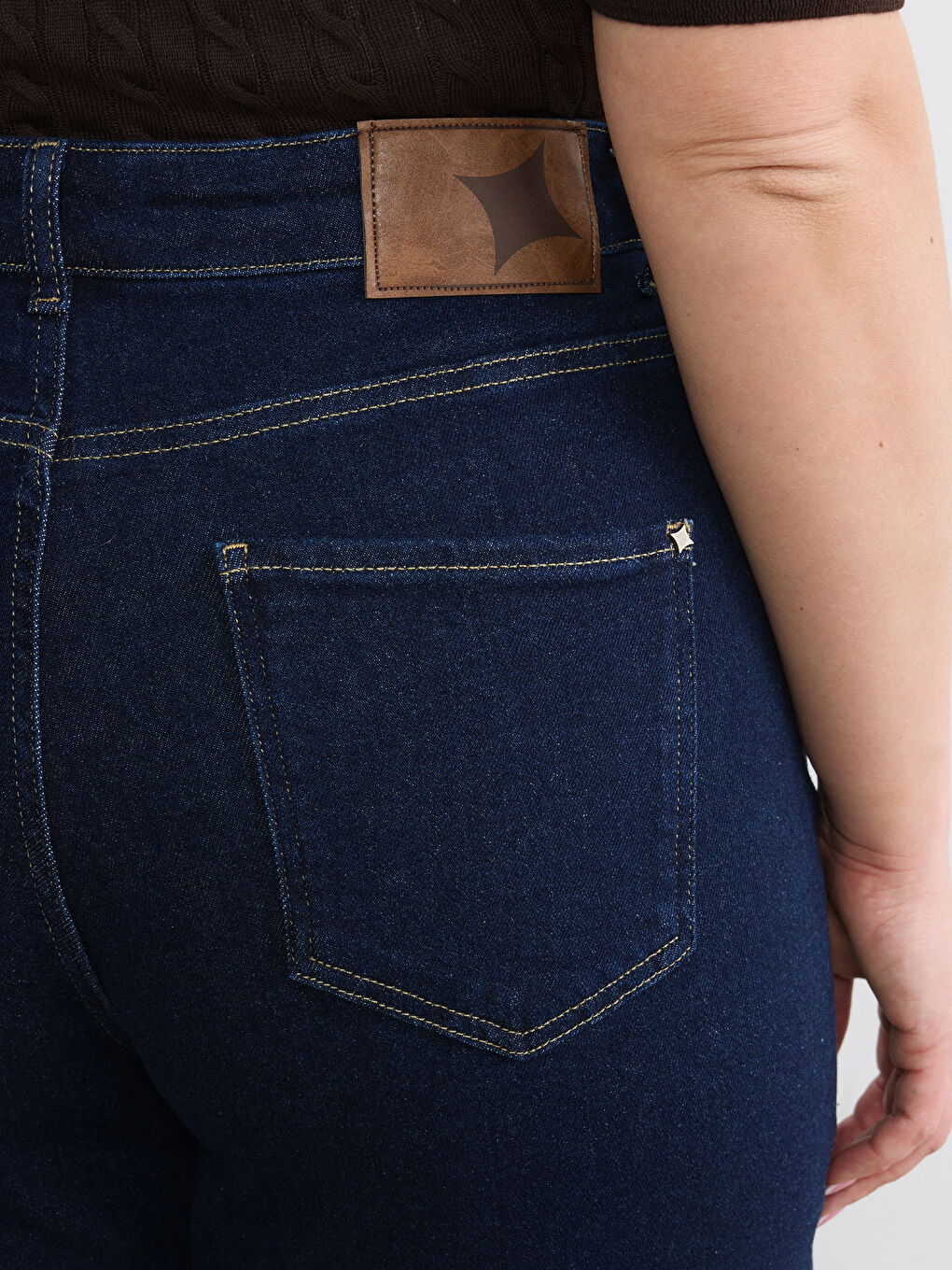 Lacivert Yüksek Bel Wideleg Kadın Jean Pantolon-7