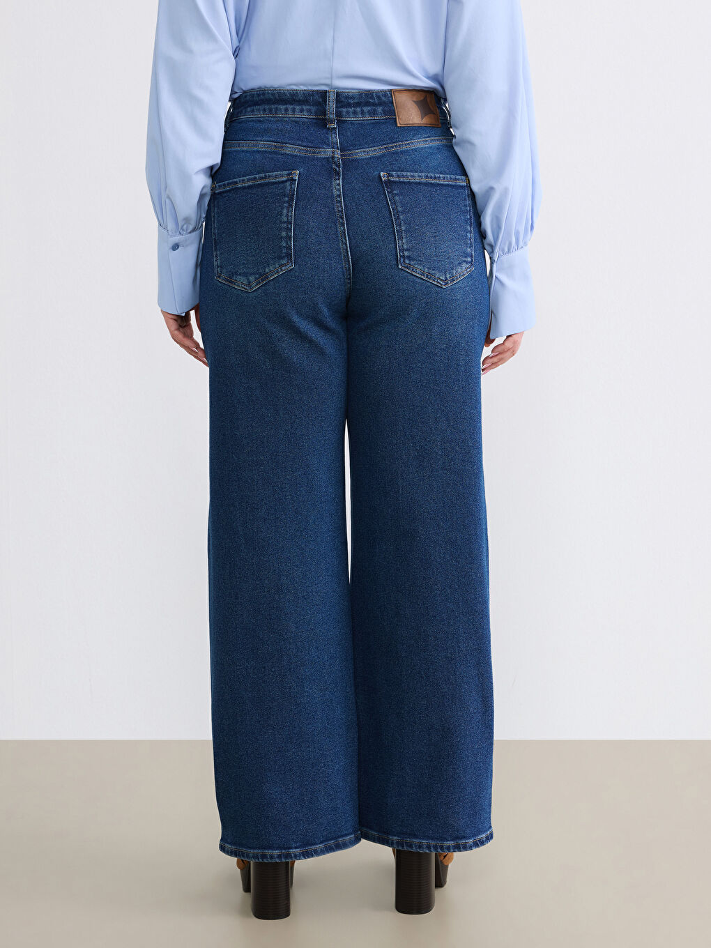 Mavi Yüksek Bel Wideleg Kadın Jean Pantolon-9