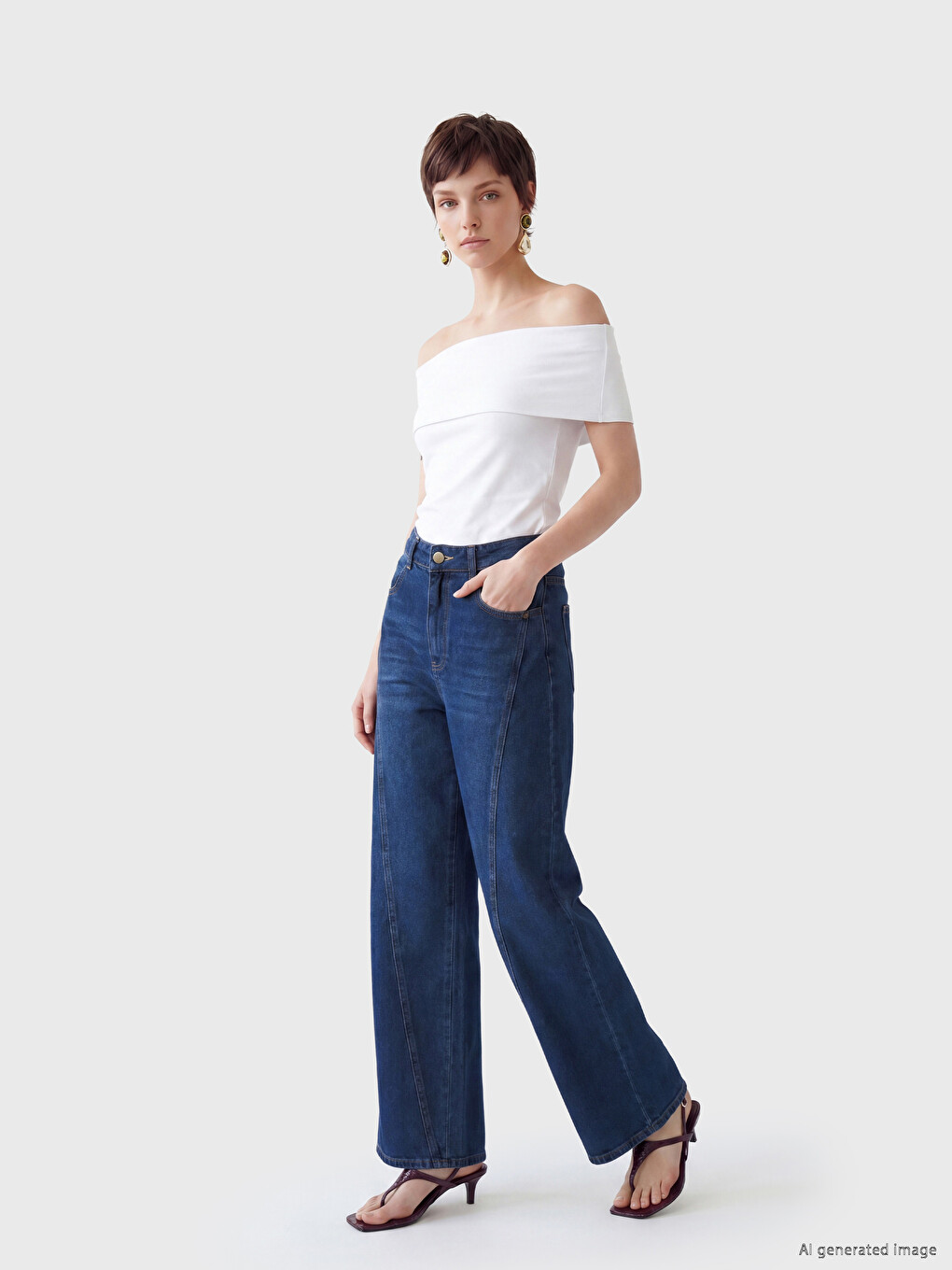 High Waisted Wide Leg Women's Jeans