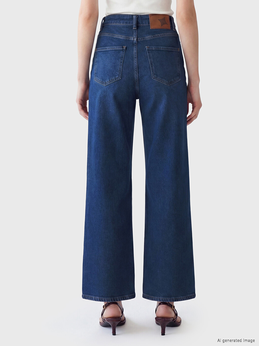 High Waisted Wide Leg Women's Jeans-3