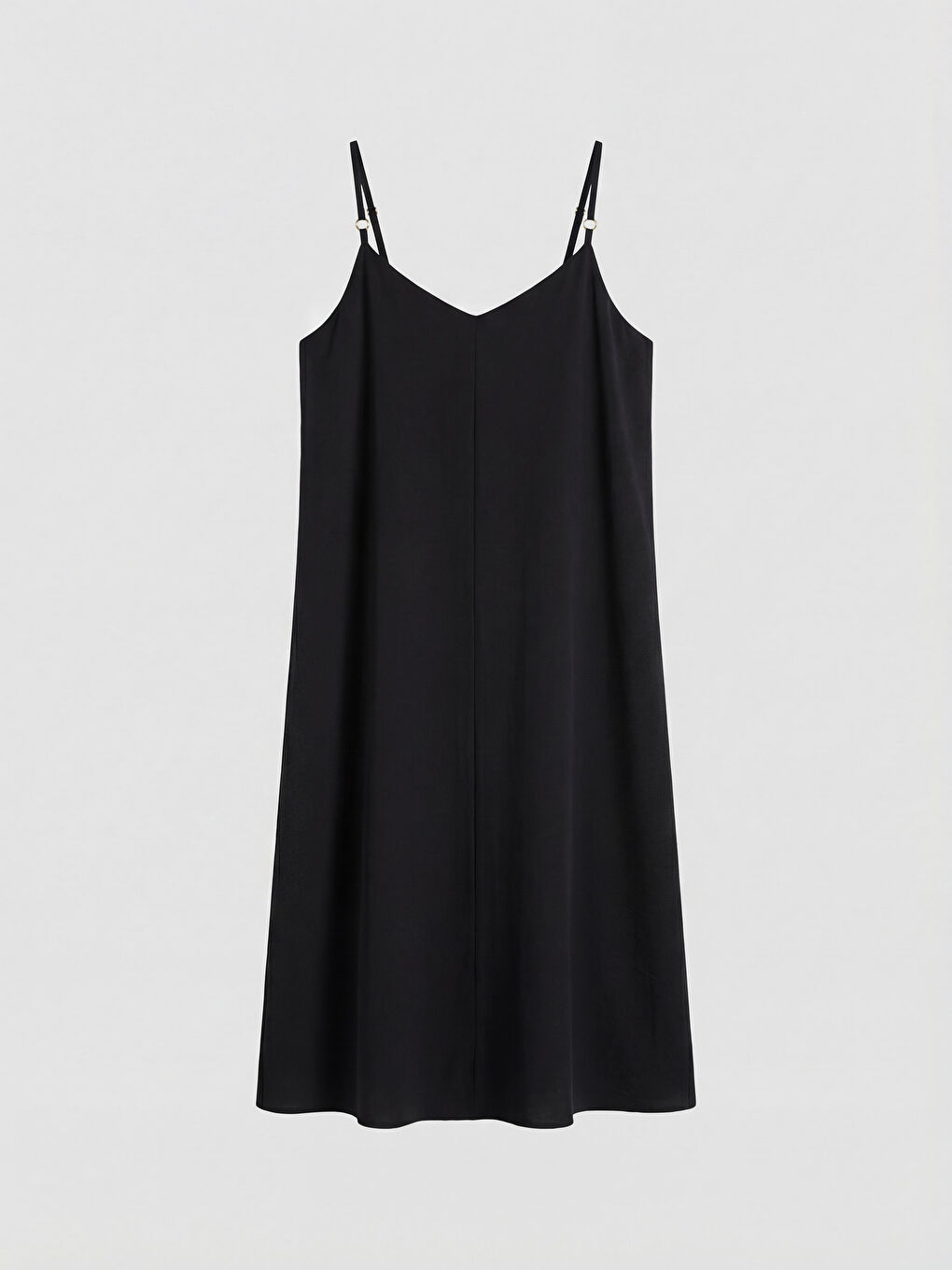 Siyah V Yaka İnce Askılı A Kesim Elbise