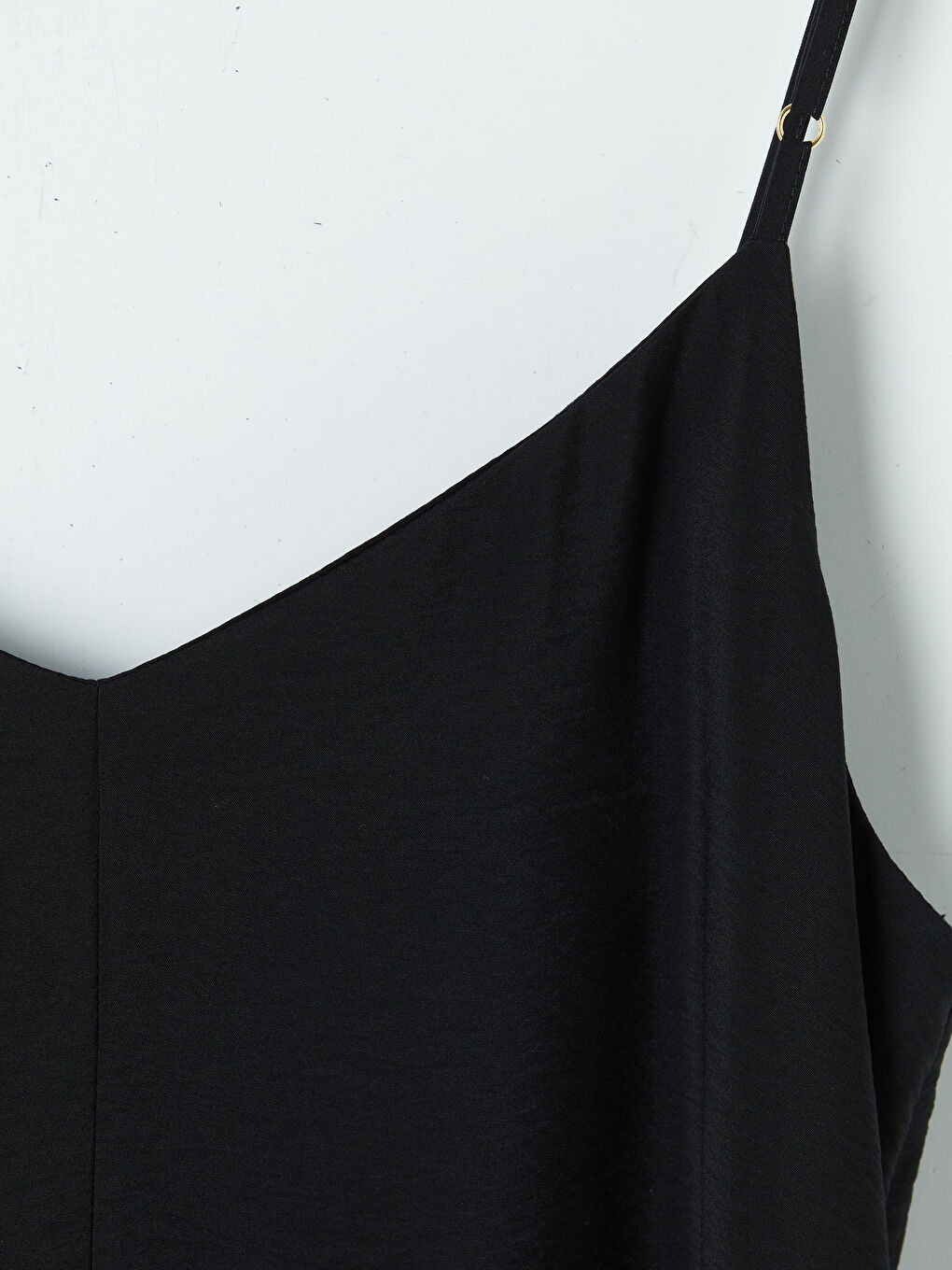 Siyah V Yaka İnce Askılı A Kesim Elbise-2