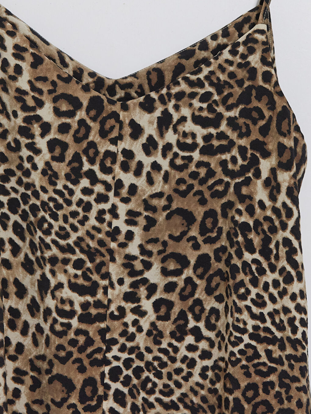 Kahverengi Leopar Desenli İp Askılı  A Kesim Elbise-2