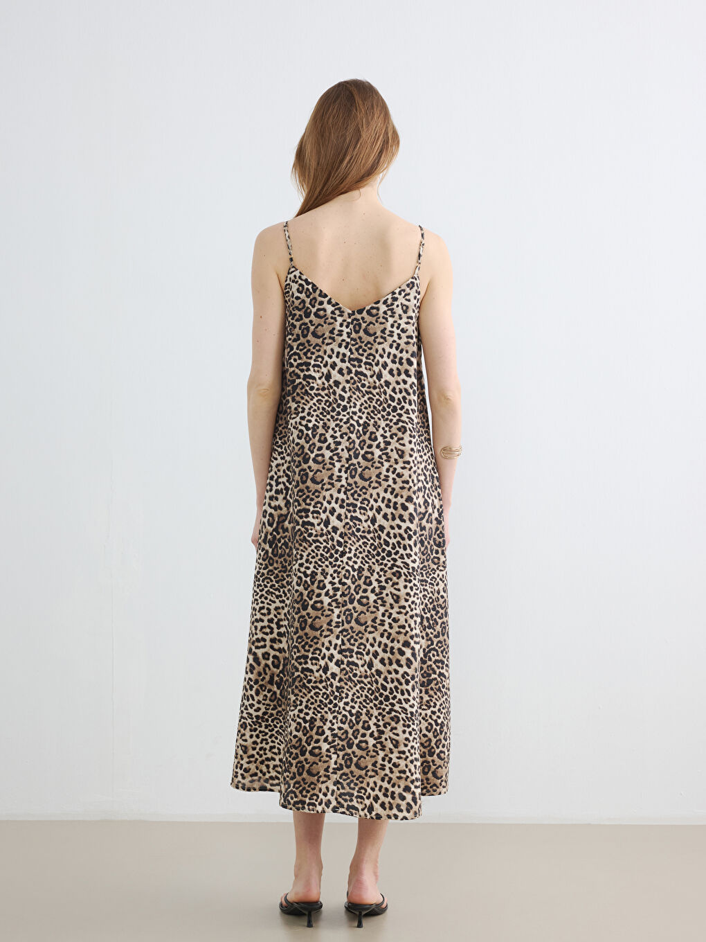 Рокля с леопардов принт с презрамки А-линия-3