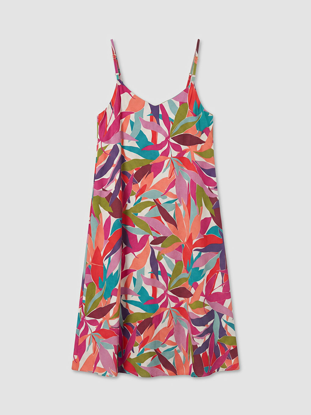 Karışık V Yaka İp Askılı A Kesim Elbise-1