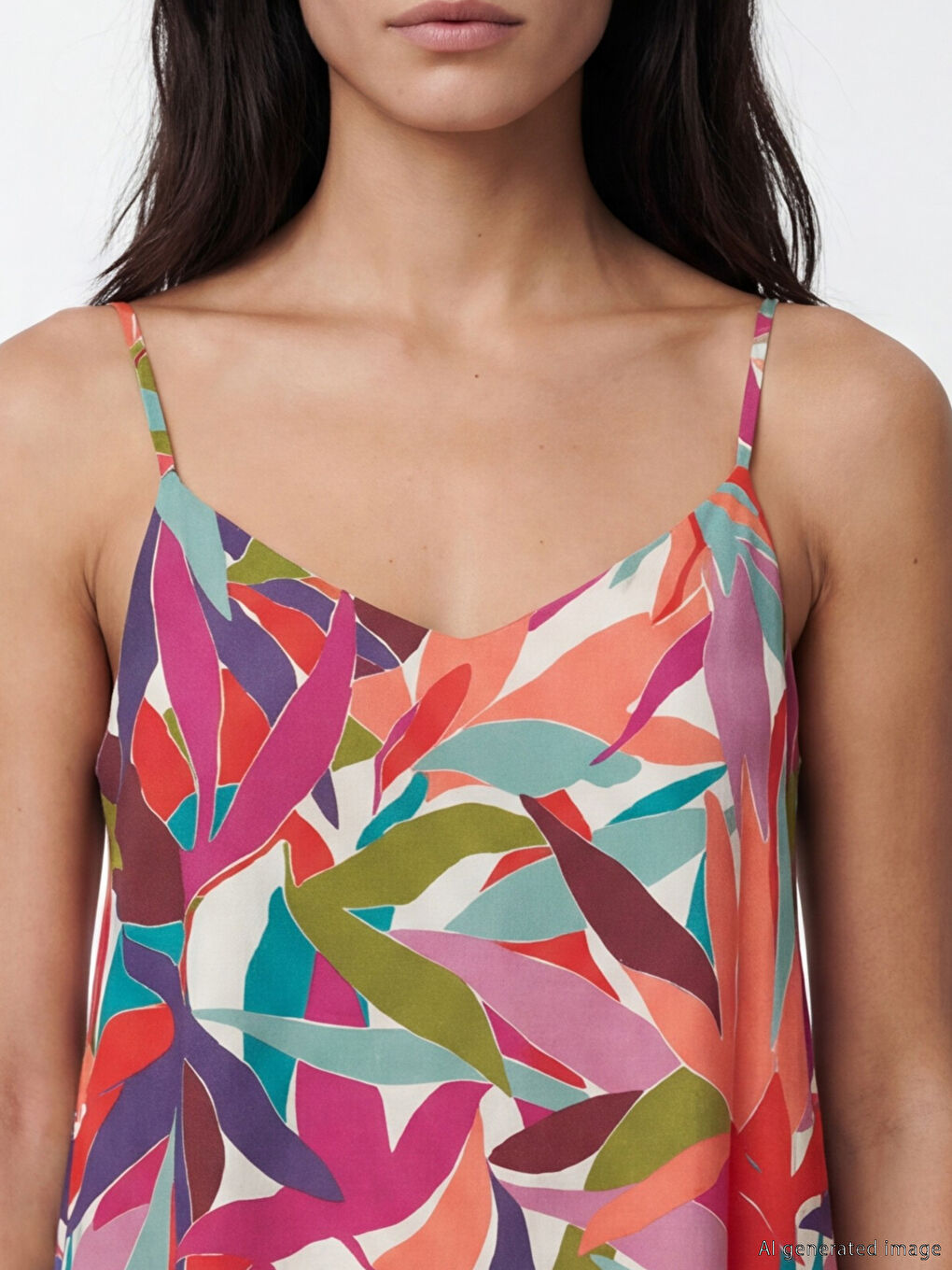 Haljina A kroja sa bretelama i V izrezom-1