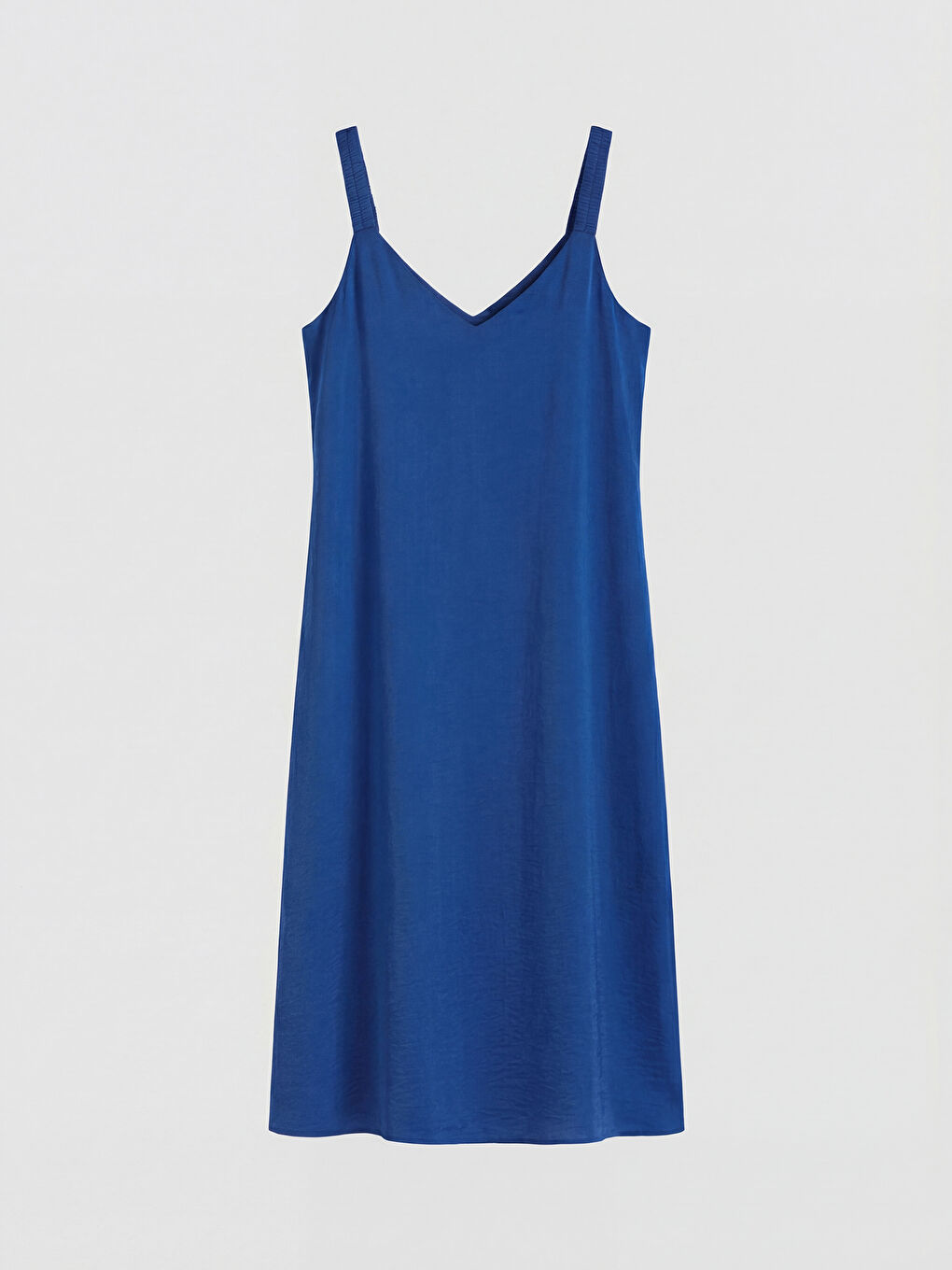 Mavi V Yaka A Kesim Elbise-4