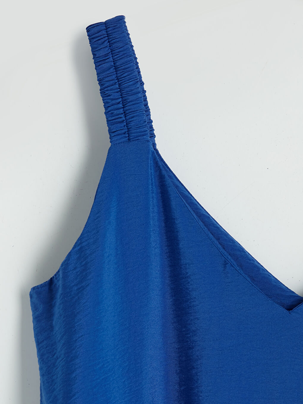 Mavi V Yaka A Kesim Elbise-5