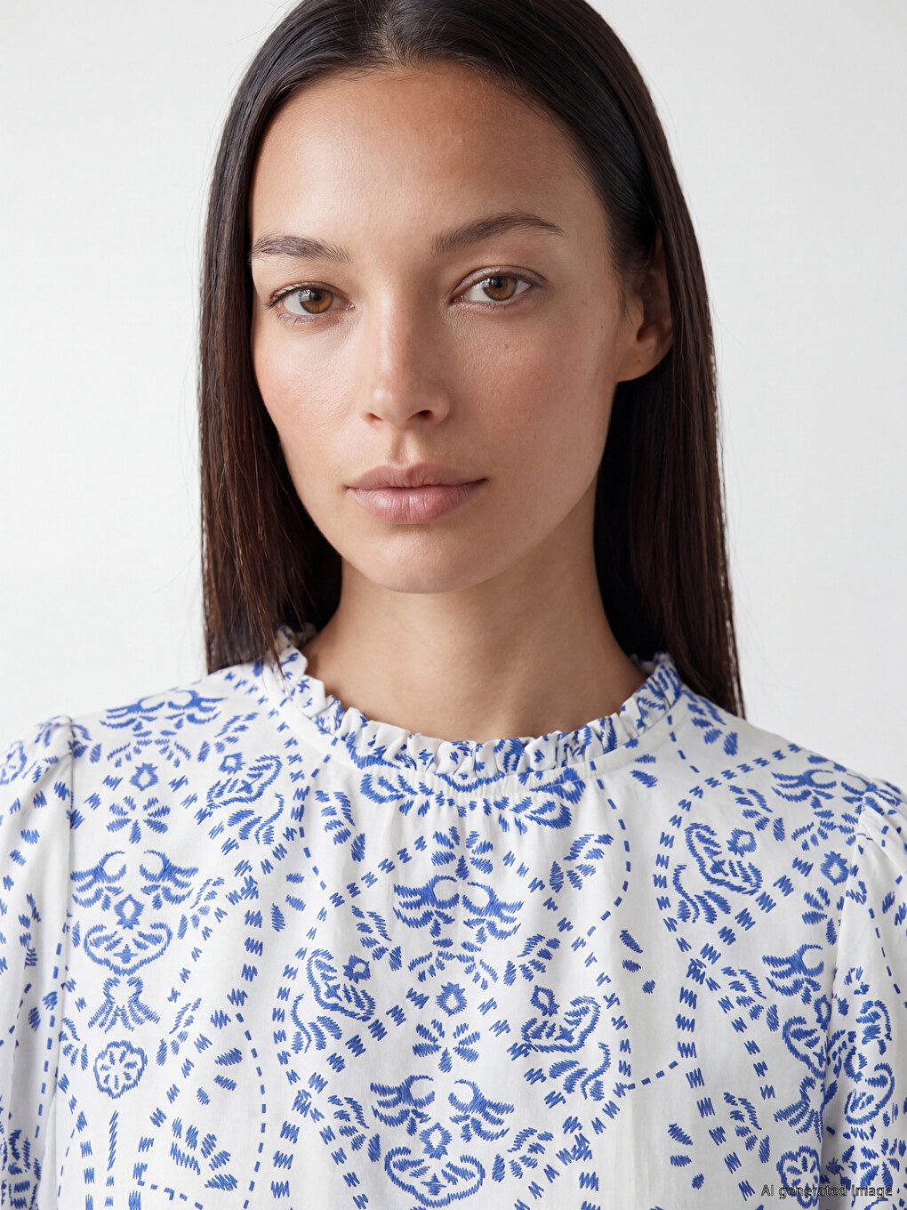Crew Neck Patterned Dress-2